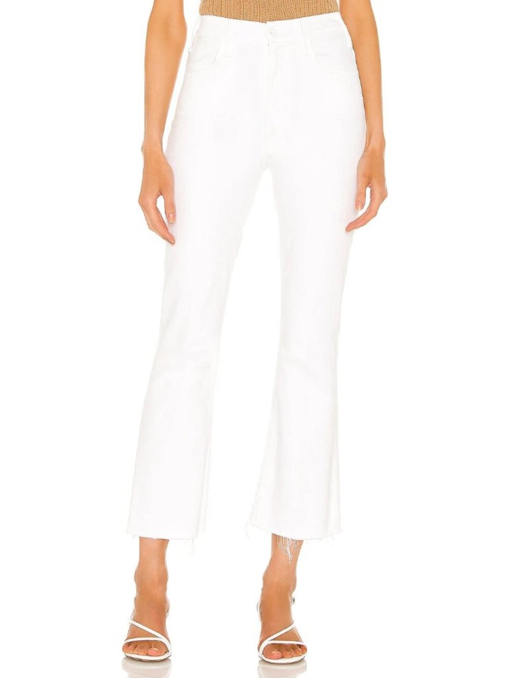 NWT Mother Hustler Ankle Fray in Fairest Of Them All White Stretch Crop Jeans 28